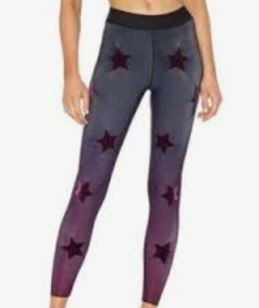 Ultracor Ombré Velvet Star Knockout Leggings Womens Small Black Burgundy NWOT